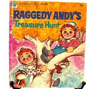 Vintage 1973 Raggedy Andy's Treasure Hunt, Tell-A-Tale Book, Whitman Pub, HC